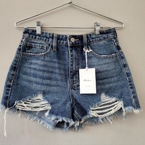 NWT KanCan High-Rise Chew Hem Blue Jean Denim Shorts Womens Size W5 26